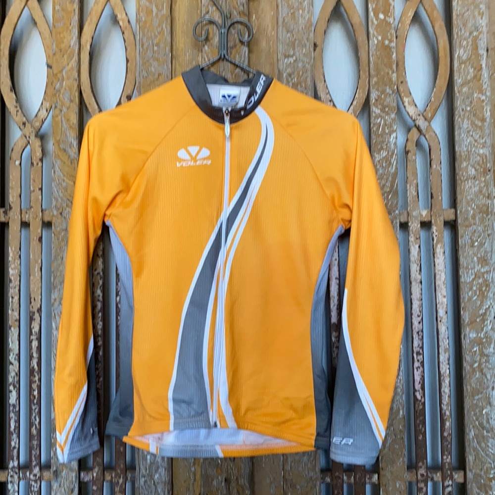 VOLER CYCLING ORANGE GRAY FULL ZIP JACKET SMALL